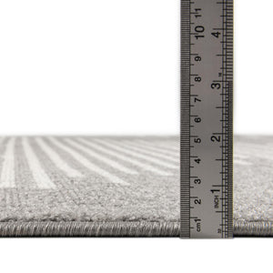 Gray and Ivory 3' 1 x 3' 1 Kai Round Area Rug Easy Clean 100% Polypropylene With Cotton Backing Modern Geometric Carpet for Living, Dining, Office, Bedroom for Sale at Rug Engine