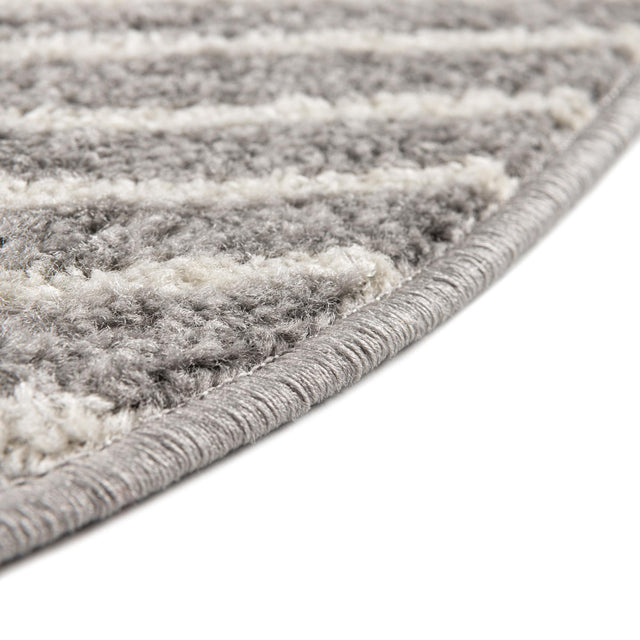 Gray and Ivory 7' 10 x 7' 10 Kai Round Area Rug Easy Clean 100% Polypropylene With Cotton Backing Modern Geometric Carpet for Living, Dining, Office, Bedroom for Sale at Rug Engine