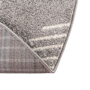 Gray and Ivory 4' 1 x 4' 1 Kai Round Area Rug Easy Clean 100% Polypropylene With Cotton Backing Modern Geometric Carpet for Living, Dining, Office, Bedroom for Sale at Rug Engine