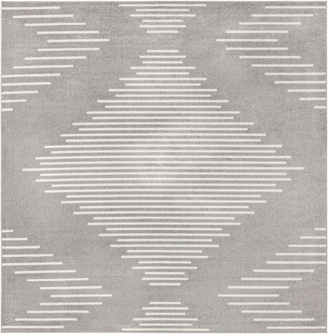 Gray and Ivory 10' x 10' Kai Square Area Rug Easy Clean 100% Polypropylene With Cotton Backing Modern Geometric Carpet for Living, Dining, Office, Bedroom for Sale at Rug Engine