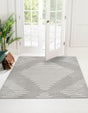 Gray and Ivory 10' x 10' Kai Square Area Rug Easy Clean 100% Polypropylene With Cotton Backing Modern Geometric Carpet for Living, Dining, Office, Bedroom for Sale at Rug Engine