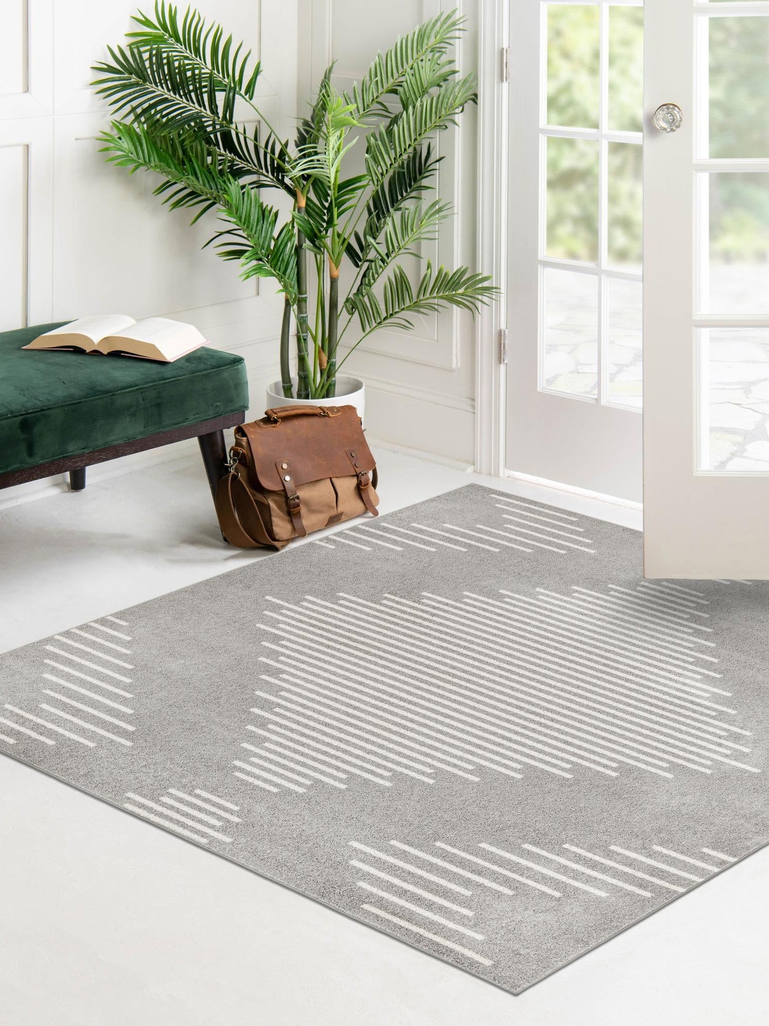 Gray and Ivory 5' 3 x 5' 3 Kai Square Area Rug Easy Clean 100% Polypropylene With Cotton Backing Modern Geometric Carpet for Living, Dining, Office, Bedroom for Sale at Rug Engine