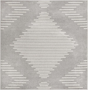 Gray and Ivory 7' 1 x 7' 1 Kai Square Area Rug Easy Clean 100% Polypropylene With Cotton Backing Modern Geometric Carpet for Living, Dining, Office, Bedroom for Sale at Rug Engine