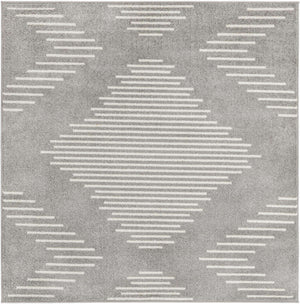 Gray and Ivory 5' 3 x 5' 3 Kai Square Area Rug Easy Clean 100% Polypropylene With Cotton Backing Modern Geometric Carpet for Living, Dining, Office, Bedroom for Sale at Rug Engine