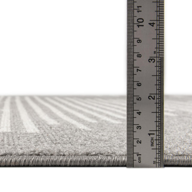 Gray and Ivory 3' 3 x 12' Kai Runner Area Rug Easy Clean 100% Polypropylene With Cotton Backing Modern Geometric Carpet for Living, Dining, Office, Bedroom for Sale at Rug Engine