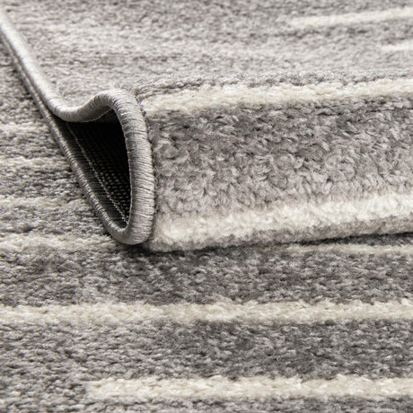 Gray and Ivory 2' x 5' 3 Kai Runner Area Rug Easy Clean 100% Polypropylene With Cotton Backing Modern Geometric Carpet for Living, Dining, Office, Bedroom for Sale at Rug Engine