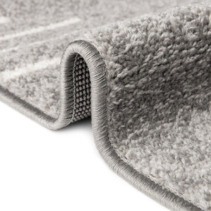 Gray and Ivory 2' x 8' Kai Runner Area Rug Easy Clean 100% Polypropylene With Cotton Backing Modern Geometric Carpet for Living, Dining, Office, Bedroom for Sale at Rug Engine