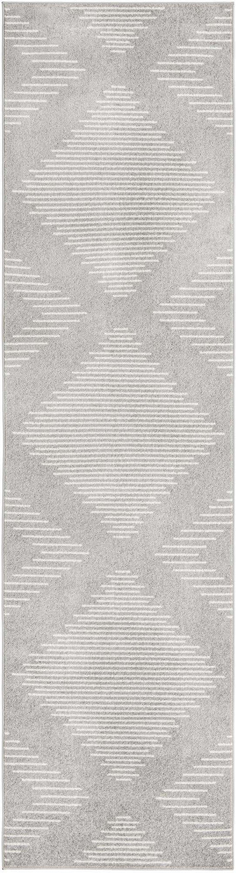 Gray and Ivory 3' 3 x 12' Kai Runner Area Rug Easy Clean 100% Polypropylene With Cotton Backing Modern Geometric Carpet for Living, Dining, Office, Bedroom for Sale at Rug Engine