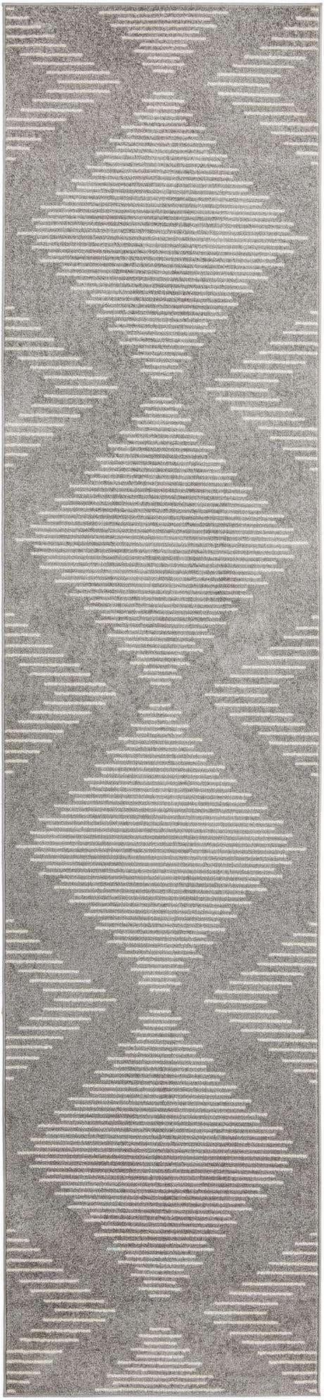 Gray and Ivory 3' 3 x 14' 1 Kai Runner Area Rug Easy Clean 100% Polypropylene With Cotton Backing Modern Geometric Carpet for Living, Dining, Office, Bedroom for Sale at Rug Engine