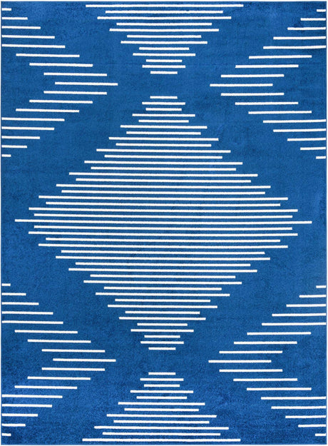 Navy Blue 10' x 13' 1 Kai Rectangle Area Rug Easy Clean 100% Polypropylene With Cotton Backing Modern Geometric Carpet for Living, Dining, Office, Bedroom for Sale at Rug Engine