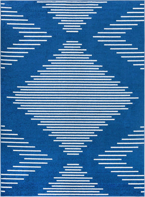 Navy Blue 9' x 12' Kai Rectangle Area Rug Easy Clean 100% Polypropylene With Cotton Backing Modern Geometric Carpet for Living, Dining, Office, Bedroom for Sale at Rug Engine