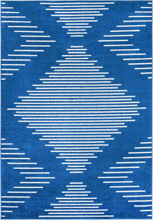 Navy Blue 7' 1 x 10' Kai Rectangle Area Rug Easy Clean 100% Polypropylene With Cotton Backing Modern Geometric Carpet for Living, Dining, Office, Bedroom for Sale at Rug Engine