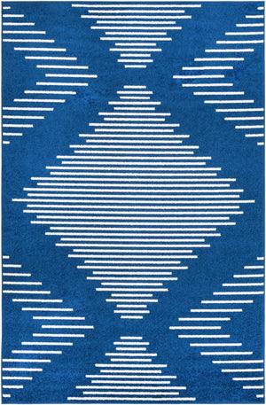 Navy Blue 6' 1 x 9' Kai Rectangle Area Rug Easy Clean 100% Polypropylene With Cotton Backing Modern Geometric Carpet for Living, Dining, Office, Bedroom for Sale at Rug Engine