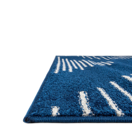 Navy Blue 9' x 12' Kai Rectangle Area Rug Easy Clean 100% Polypropylene With Cotton Backing Modern Geometric Carpet for Living, Dining, Office, Bedroom for Sale at Rug Engine