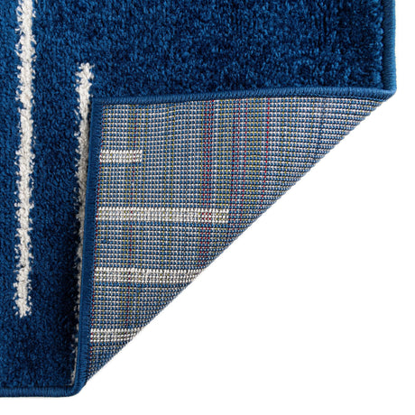 Navy Blue 9' x 12' Kai Rectangle Area Rug Easy Clean 100% Polypropylene With Cotton Backing Modern Geometric Carpet for Living, Dining, Office, Bedroom for Sale at Rug Engine