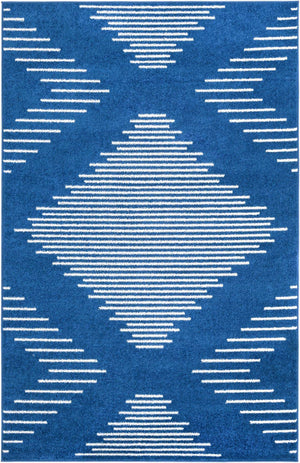 Navy Blue 5' 3 x 8' Kai Rectangle Area Rug Easy Clean 100% Polypropylene With Cotton Backing Modern Geometric Carpet for Living, Dining, Office, Bedroom for Sale at Rug Engine