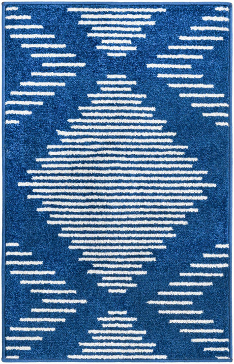 Navy Blue 2' x 3' 1 Kai Rectangle Area Rug Easy Clean 100% Polypropylene With Cotton Backing Modern Geometric Carpet for Living, Dining, Office, Bedroom for Sale at Rug Engine