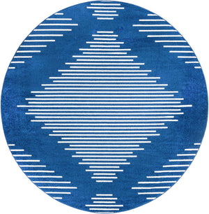 Navy Blue 10' x 10' Kai Round Area Rug Easy Clean 100% Polypropylene With Cotton Backing Modern Geometric Carpet for Living, Dining, Office, Bedroom for Sale at Rug Engine
