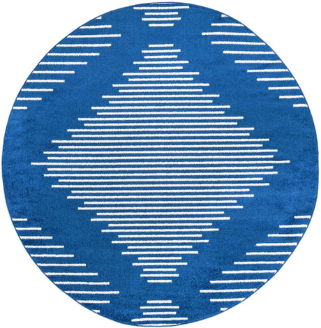 Navy Blue 2' x 7' 10 Kai Round Area Rug Easy Clean 100% Polypropylene With Cotton Backing Modern Geometric Carpet for Living, Dining, Office, Bedroom for Sale at Rug Engine