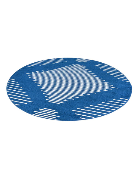 Navy Blue 6' 1 x 6' 1 Kai Round Area Rug Easy Clean 100% Polypropylene With Cotton Backing Modern Geometric Carpet for Living, Dining, Office, Bedroom for Sale at Rug Engine