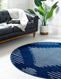 Navy Blue 10' x 10' Kai Round Area Rug Easy Clean 100% Polypropylene With Cotton Backing Modern Geometric Carpet for Living, Dining, Office, Bedroom for Sale at Rug Engine