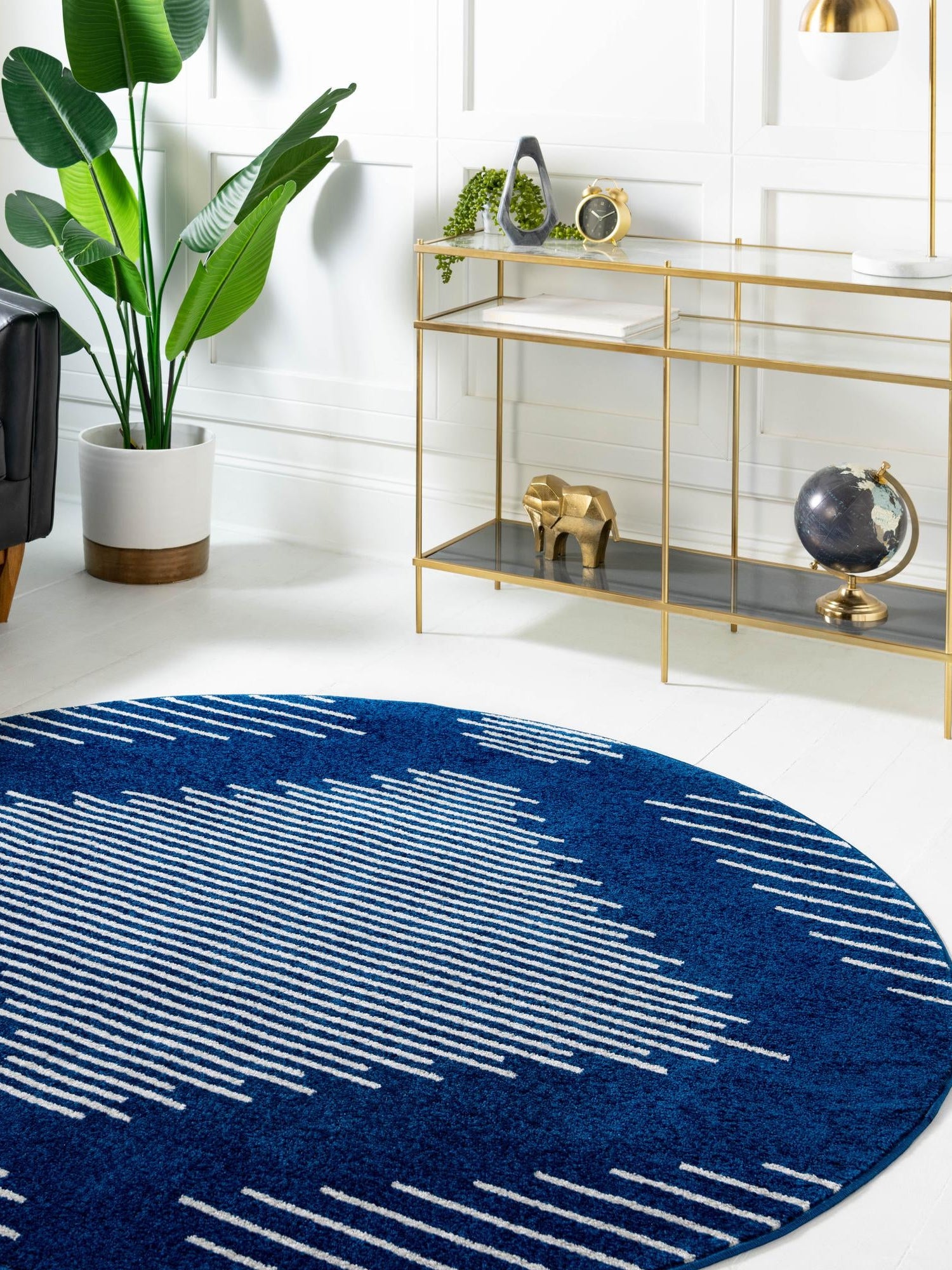 Navy Blue 10' x 10' Kai Round Area Rug Easy Clean 100% Polypropylene With Cotton Backing Modern Geometric Carpet for Living, Dining, Office, Bedroom for Sale at Rug Engine