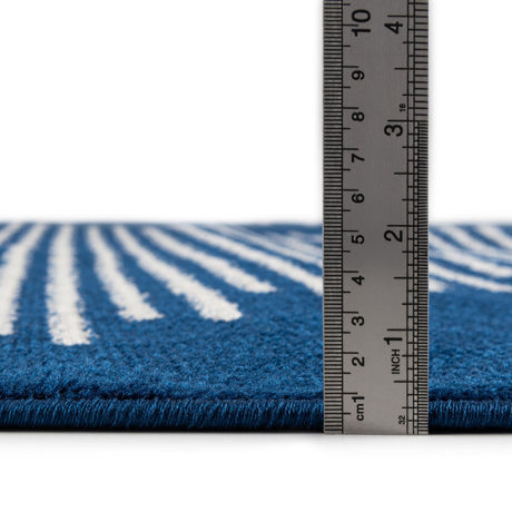 Navy Blue 6' 1 x 6' 1 Kai Round Area Rug Easy Clean 100% Polypropylene With Cotton Backing Modern Geometric Carpet for Living, Dining, Office, Bedroom for Sale at Rug Engine