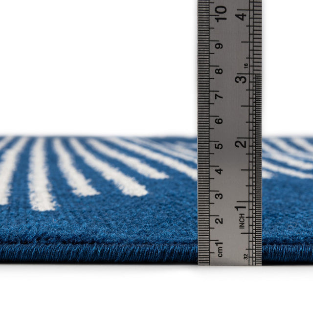 Navy Blue 10' x 10' Kai Round Area Rug Easy Clean 100% Polypropylene With Cotton Backing Modern Geometric Carpet for Living, Dining, Office, Bedroom for Sale at Rug Engine