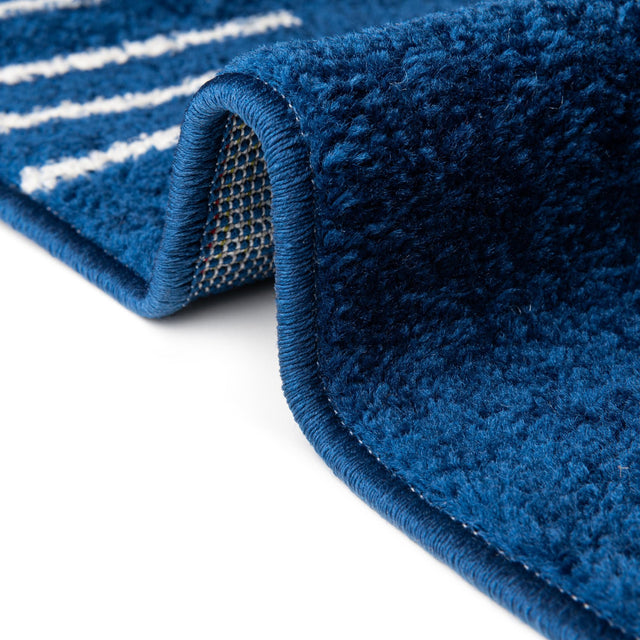 Navy Blue 3' 1 x 3' 1 Kai Round Area Rug Easy Clean 100% Polypropylene With Cotton Backing Modern Geometric Carpet for Living, Dining, Office, Bedroom for Sale at Rug Engine