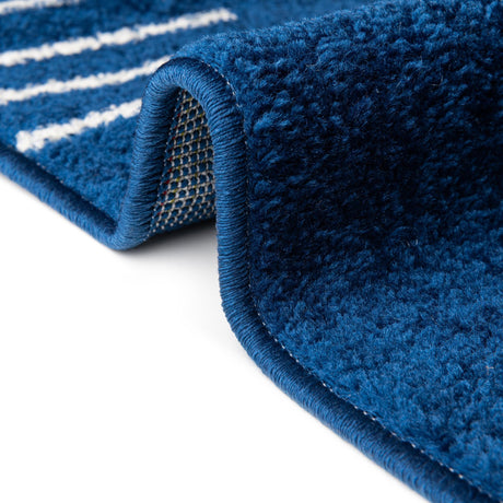 Navy Blue 4' 1 x 4' 1 Kai Round Area Rug Easy Clean 100% Polypropylene With Cotton Backing Modern Geometric Carpet for Living, Dining, Office, Bedroom for Sale at Rug Engine