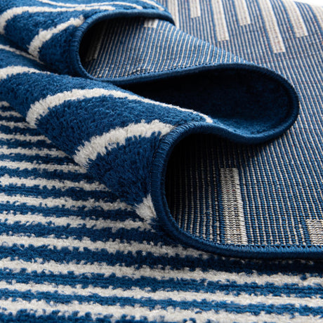 Navy Blue 6' 1 x 6' 1 Kai Round Area Rug Easy Clean 100% Polypropylene With Cotton Backing Modern Geometric Carpet for Living, Dining, Office, Bedroom for Sale at Rug Engine