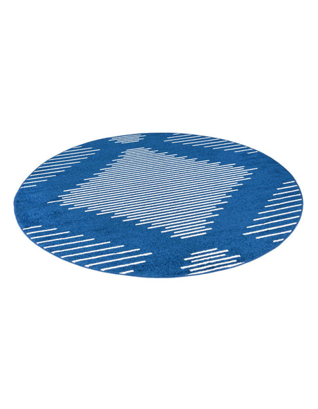 Navy Blue 6' 1 x 6' 1 Kai Round Area Rug Easy Clean 100% Polypropylene With Cotton Backing Modern Geometric Carpet for Living, Dining, Office, Bedroom for Sale at Rug Engine