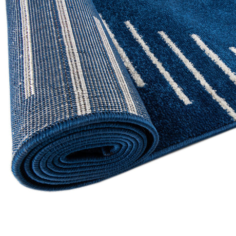 Navy Blue 7' 1 x 7' 1 Kai Square Area Rug Easy Clean 100% Polypropylene With Cotton Backing Modern Geometric Carpet for Living, Dining, Office, Bedroom for Sale at Rug Engine