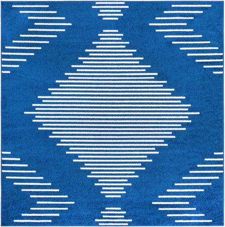Navy Blue 7' 1 x 7' 1 Kai Square Area Rug Easy Clean 100% Polypropylene With Cotton Backing Modern Geometric Carpet for Living, Dining, Office, Bedroom for Sale at Rug Engine
