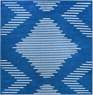 Navy Blue 5' 3 x 5' 3 Kai Square Area Rug Easy Clean 100% Polypropylene With Cotton Backing Modern Geometric Carpet for Living, Dining, Office, Bedroom for Sale at Rug Engine
