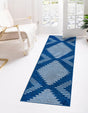 Navy Blue 3' 3 x 12' Kai Runner Area Rug Easy Clean 100% Polypropylene With Cotton Backing Modern Geometric Carpet for Living, Dining, Office, Bedroom for Sale at Rug Engine