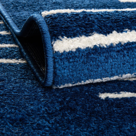 Navy Blue 2' x 5' 3 Kai Runner Area Rug Easy Clean 100% Polypropylene With Cotton Backing Modern Geometric Carpet for Living, Dining, Office, Bedroom for Sale at Rug Engine