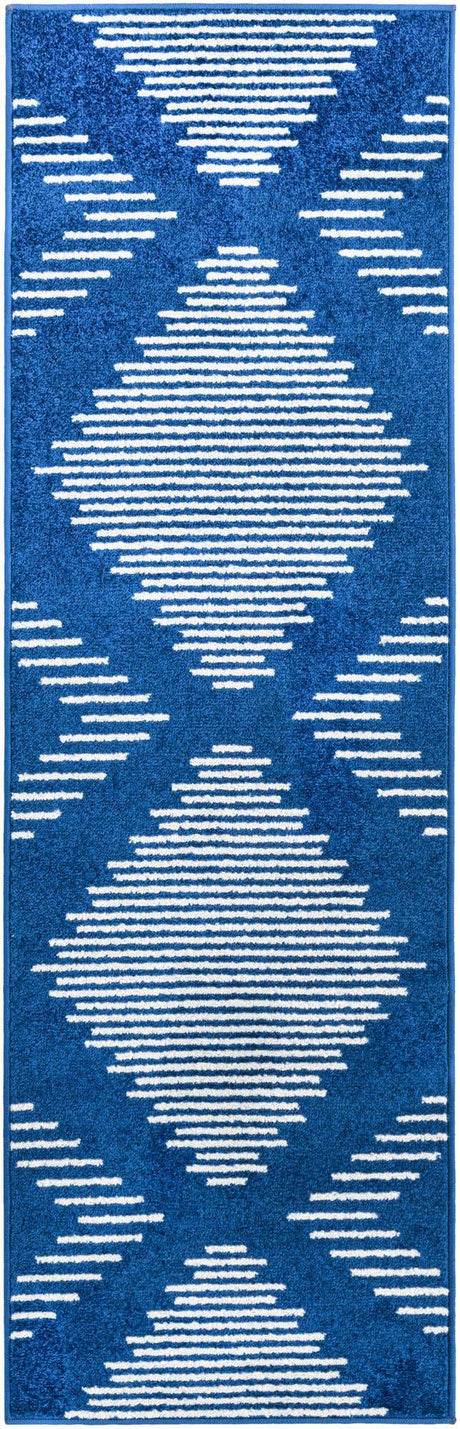 Navy Blue 2' x 6' 1 Kai Runner Area Rug Easy Clean 100% Polypropylene With Cotton Backing Modern Geometric Carpet for Living, Dining, Office, Bedroom for Sale at Rug Engine
