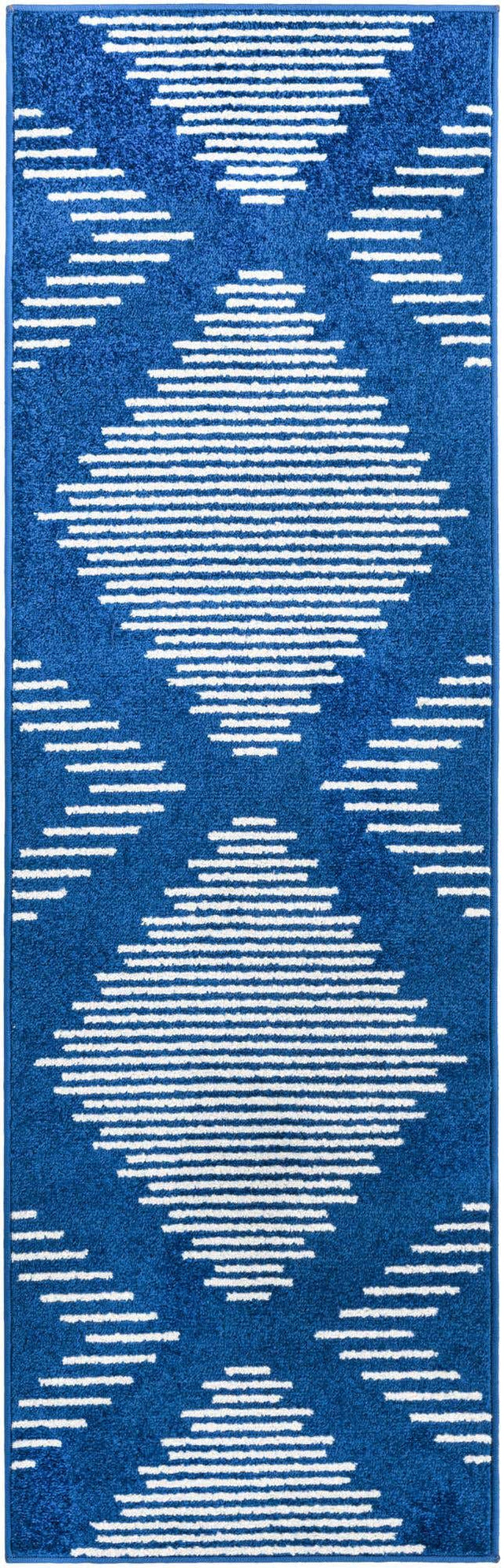 Navy Blue 2' x 6' 1 Kai Runner Area Rug Easy Clean 100% Polypropylene With Cotton Backing Modern Geometric Carpet for Living, Dining, Office, Bedroom for Sale at Rug Engine