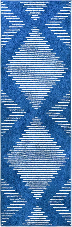 Navy Blue 2' x 8' Kai Runner Area Rug Easy Clean 100% Polypropylene With Cotton Backing Modern Geometric Carpet for Living, Dining, Office, Bedroom for Sale at Rug Engine