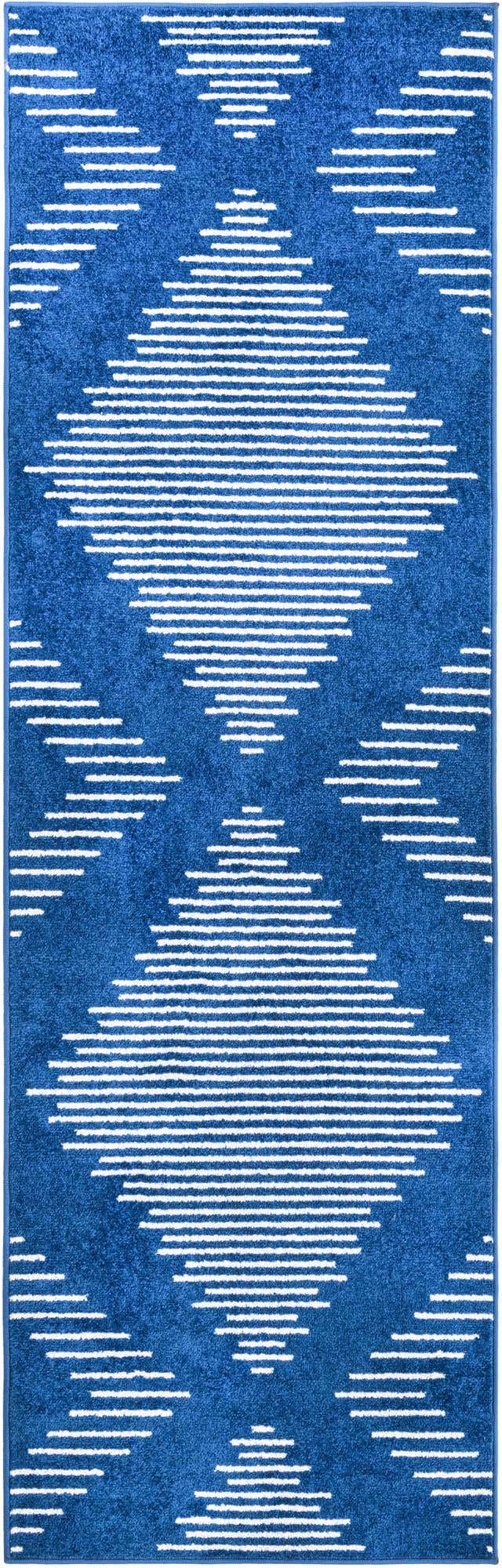 Navy Blue 2' x 8' Kai Runner Area Rug Easy Clean 100% Polypropylene With Cotton Backing Modern Geometric Carpet for Living, Dining, Office, Bedroom for Sale at Rug Engine