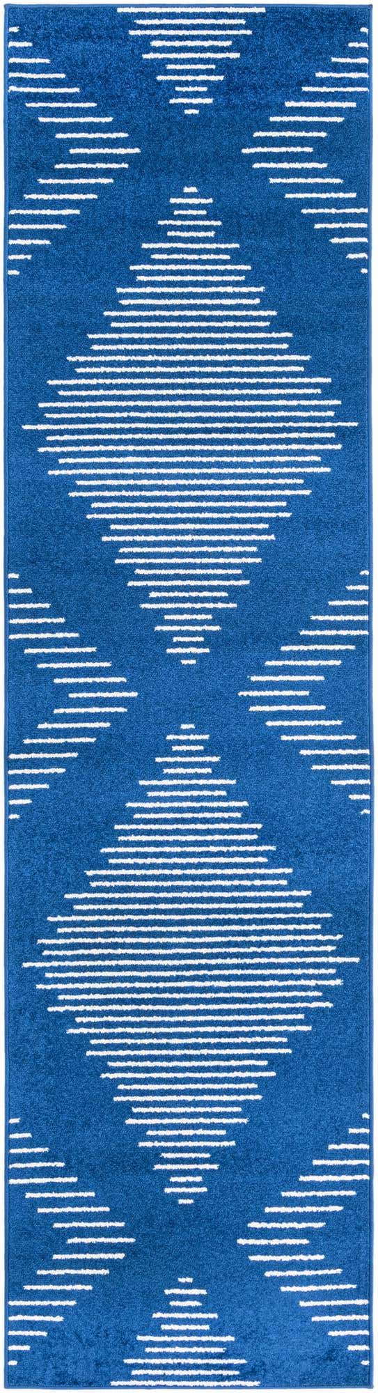 Navy Blue 2' 7 x 10' Kai Runner Area Rug Easy Clean 100% Polypropylene With Cotton Backing Modern Geometric Carpet for Living, Dining, Office, Bedroom for Sale at Rug Engine