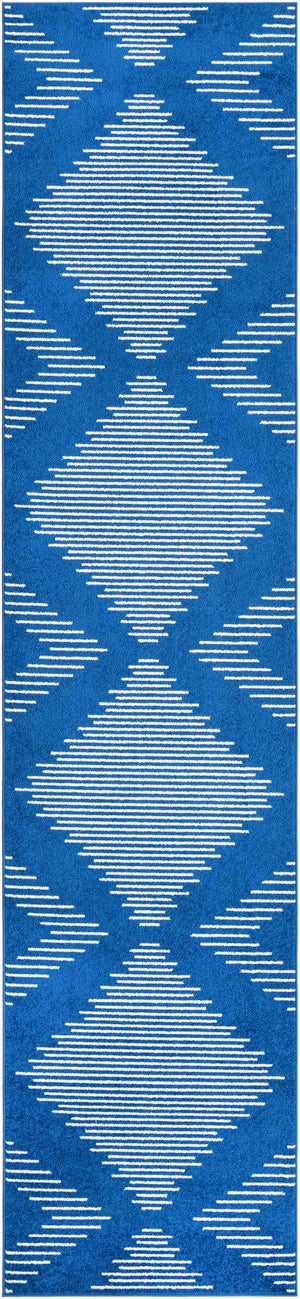 Navy Blue 3' 3 x 14' 1 Kai Runner Area Rug Easy Clean 100% Polypropylene With Cotton Backing Modern Geometric Carpet for Living, Dining, Office, Bedroom for Sale at Rug Engine