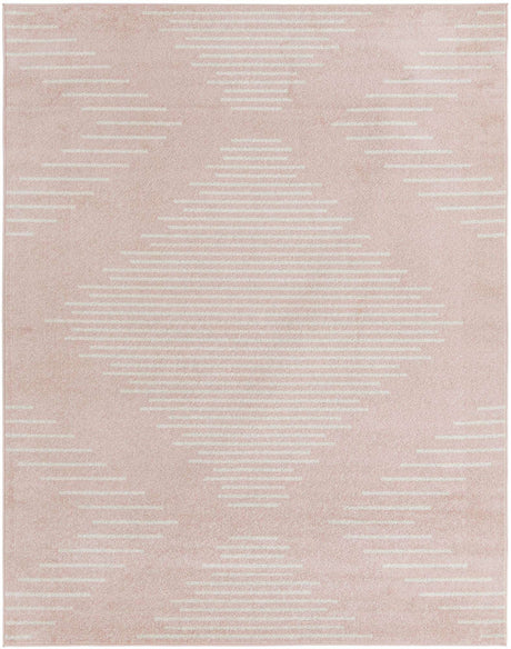 Pink 7' 10 x 10' Kai Rectangle Area Rug Easy Clean 100% Polypropylene With Cotton Backing Modern Geometric Carpet for Living, Dining, Office, Bedroom for Sale at Rug Engine