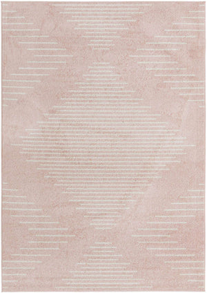 Pink 7' 1 x 10' Kai Rectangle Area Rug Easy Clean 100% Polypropylene With Cotton Backing Modern Geometric Carpet for Living, Dining, Office, Bedroom for Sale at Rug Engine
