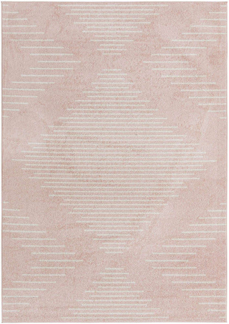 Pink 7' 1 x 10' Kai Rectangle Area Rug Easy Clean 100% Polypropylene With Cotton Backing Modern Geometric Carpet for Living, Dining, Office, Bedroom for Sale at Rug Engine