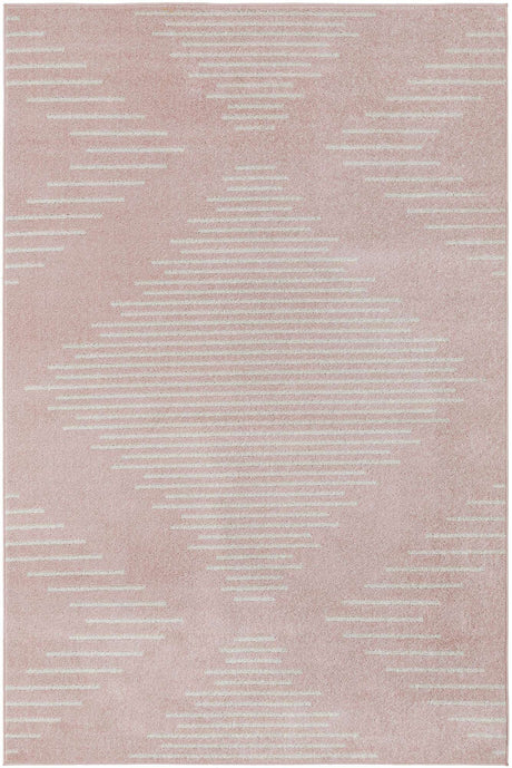 Pink 6' 1 x 9' Kai Rectangle Area Rug Easy Clean 100% Polypropylene With Cotton Backing Modern Geometric Carpet for Living, Dining, Office, Bedroom for Sale at Rug Engine