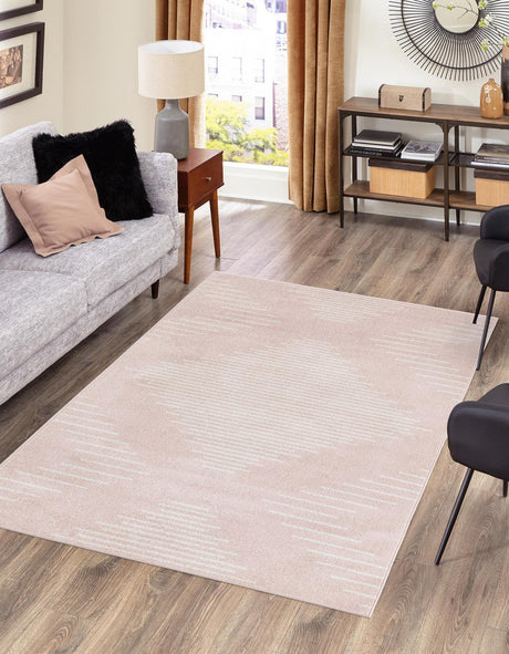 Pink 9' x 12' Kai Rectangle Area Rug Easy Clean 100% Polypropylene With Cotton Backing Modern Geometric Carpet for Living, Dining, Office, Bedroom for Sale at Rug Engine