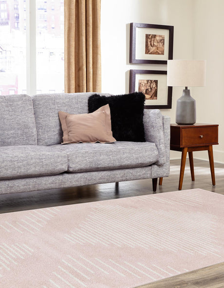 Pink 10' x 13' 1 Kai Rectangle Area Rug Easy Clean 100% Polypropylene With Cotton Backing Modern Geometric Carpet for Living, Dining, Office, Bedroom for Sale at Rug Engine