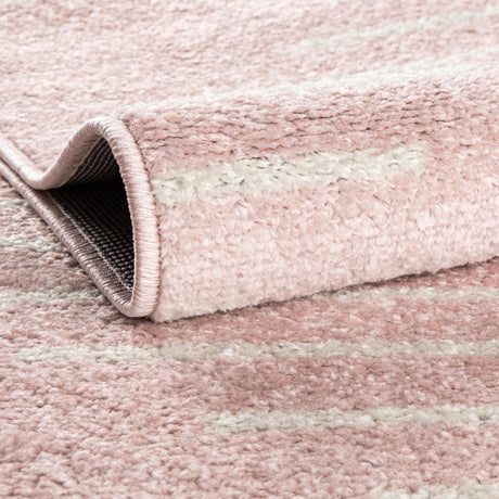Pink 6' 1 x 9' Kai Rectangle Area Rug Easy Clean 100% Polypropylene With Cotton Backing Modern Geometric Carpet for Living, Dining, Office, Bedroom for Sale at Rug Engine